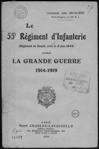 Historique du 55ème régiment d'infanterie
