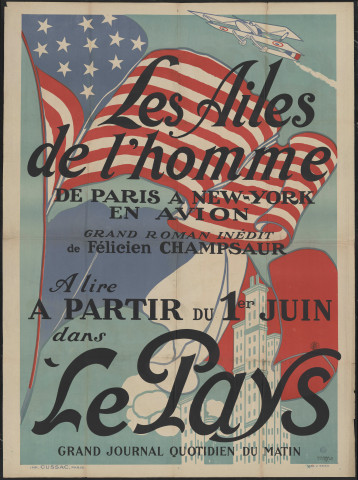 Les ailes de l'homme... Roman inédit de Félicien Champsaur... A lire... dans Le Pays