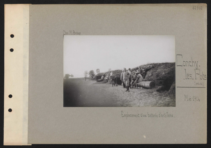 Conchy-les-Pots (près de). Emplacement d'une batterie d'artillerie