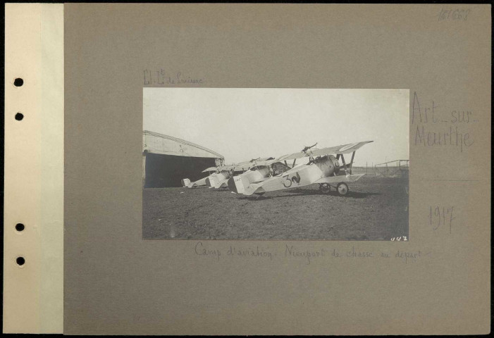 Art-sur-Meurthe. Camp d'aviation. Nieuport de chasse au départ