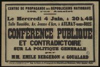 Conférence publique et contradictoire sur la politique générale