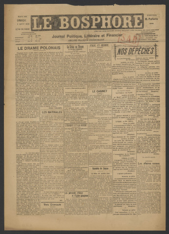 Août 1920 - Le Bosphore