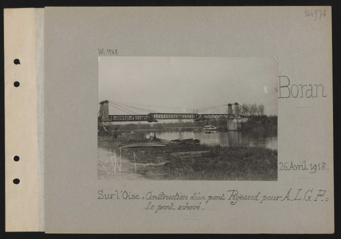 Boran. Sur l'Oise : construction d'un pont Pigeaud pour ALGP : le pont achevé