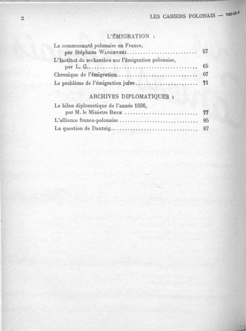 Les Cahiers Polonais (1937; n°8-10)