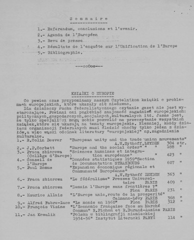 Wiadomosci Zwiazku Polskich Federalistow (1961 ; n°1-12)  Sous-Titre : Biuletyn wewnetrzny Okregu Kontynentalnego  Autre titre : Informations de l'Union des Fédéralistes Polonais