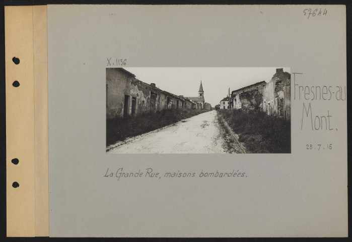 Fresnes-au-Mont. La grande rue, maisons bombardées