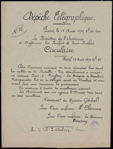 Circulaire : des coureurs ennemis se sont répandus… dans la vallée de la Moselle