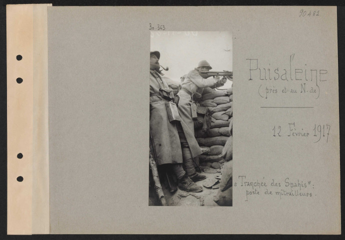 Puisaleine (près et au nord de). "Tranchée des Saphis" : poste de mitrailleurs