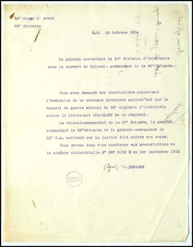 Conseil de guerre spécial (1914). 10 octobre 1914 au 20 avril 1922