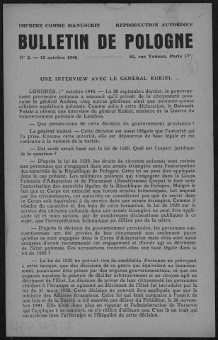 Bulletin de Pologne (1946 : n° 2-12)Autre titre : Suite de : Bulletin de l'Agence Télégraphique Polonaise P.A.T.