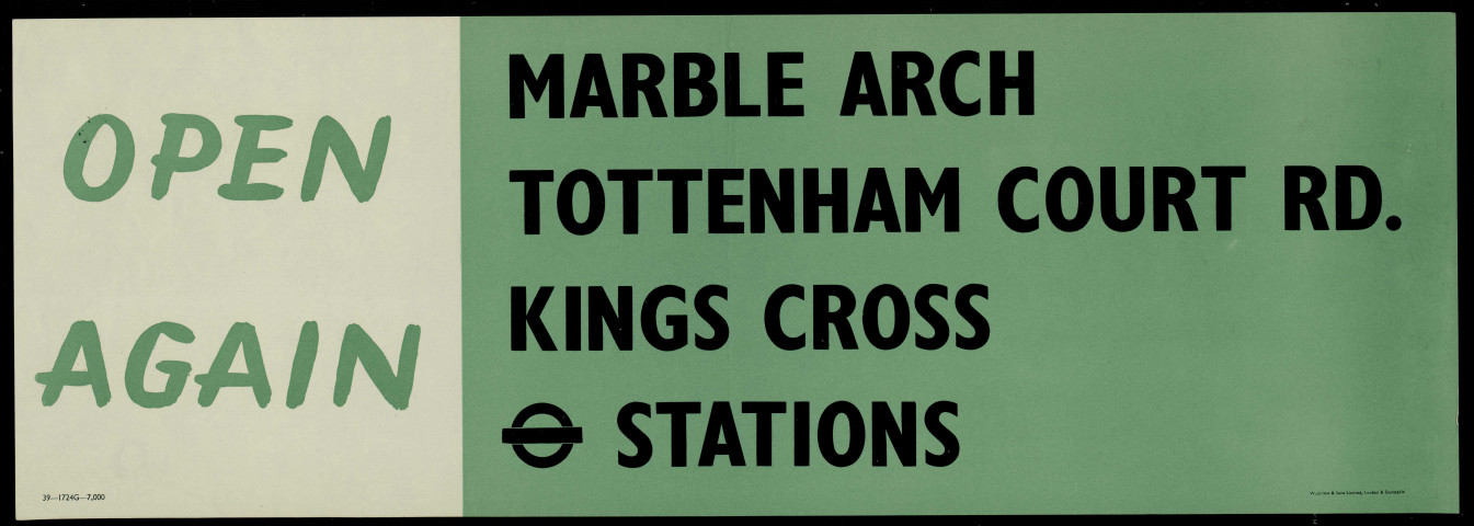 Open again : Marble Arch, Totenham Court Rd., King Cross stations
