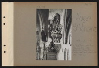 Auger Saint-Vincent. L'église. Statue équestre de Saint-Martin, coloriée et peintre du XVe siècle