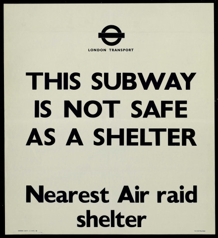 This subway is not safe as a shelter : nearest Air raid shelter