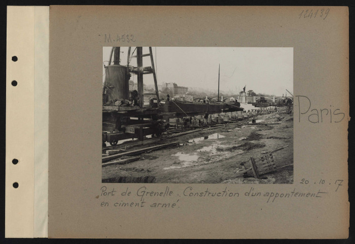 Paris. Port de Grenelle. Construction d'un appartement en ciment armé