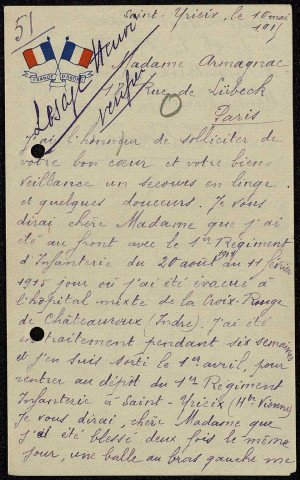 Lettres adressées à l'oeuvre "Mon soldat" : 1915