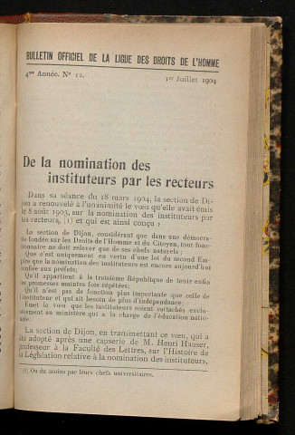 Juillet 1904 - Bulletin officiel de la Ligue des Droits de l'Homme