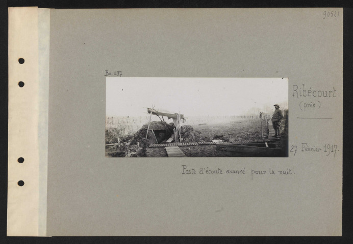 Ribécourt (près). Poste d'écoute avancé pour la nuit