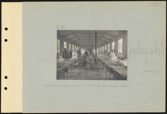 Jonchery-sur-Vesle. Ambulance d'étapes d'armée numéro 15. Salle de malades : intérieur