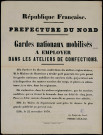 Gardes nationaux mobilisés à employer dans les ateliers de confections