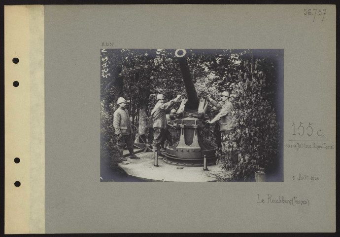 Le Reichberg (Vosges). 155 C sur affût-truck Peigné-Canet