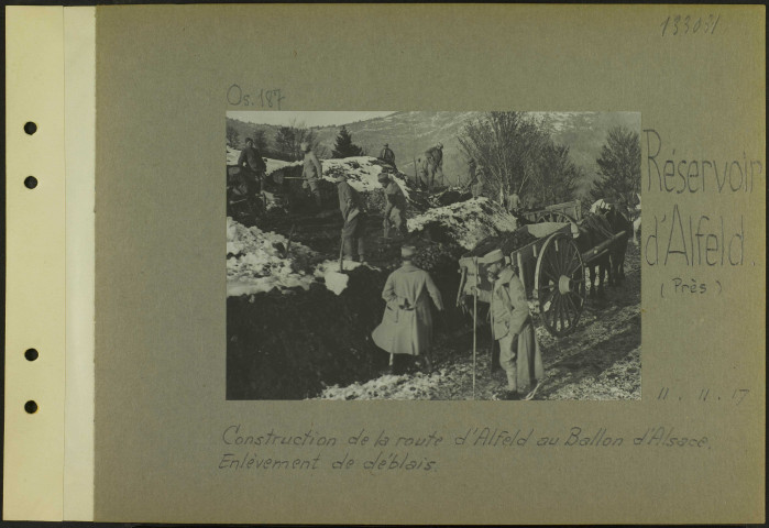 Réservoir d'Alfeld (Près). Construction de la route d'Alfeld au Ballon d'Alsace. Enlèvement de déblais