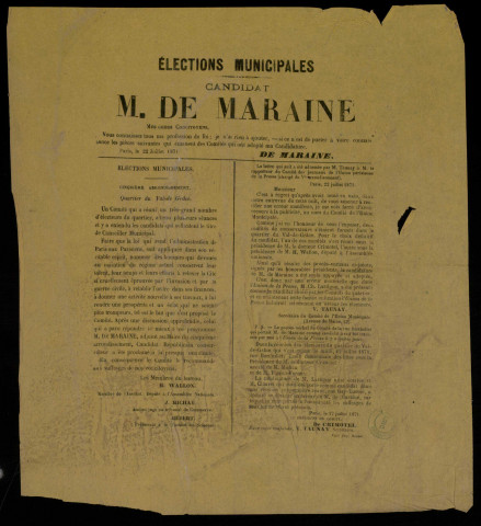 Elections municipales : Candidat M. de Maraine