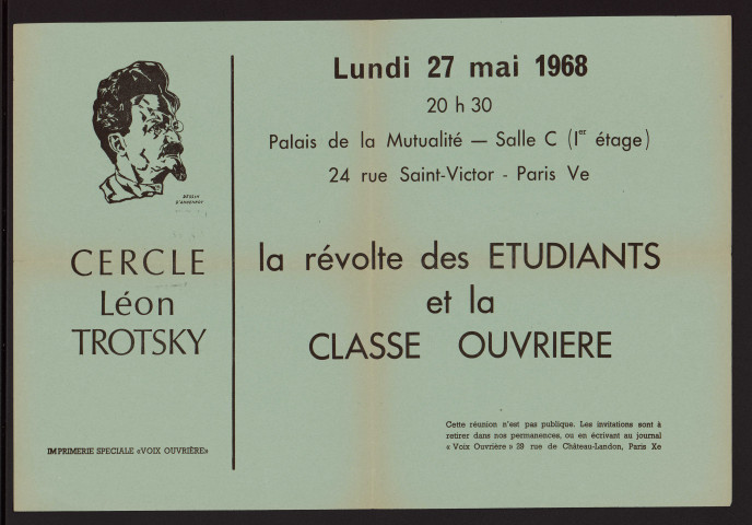 Cercle Léon Trotsky, Lundi 27 mai 1968 (&) Palais de la Mutualité : la révolte des étudiants et la classe ouvrière