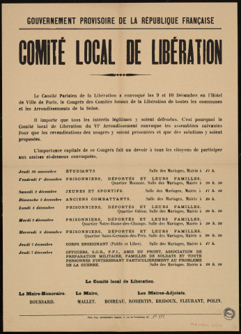 Comité local de libération : assemblées