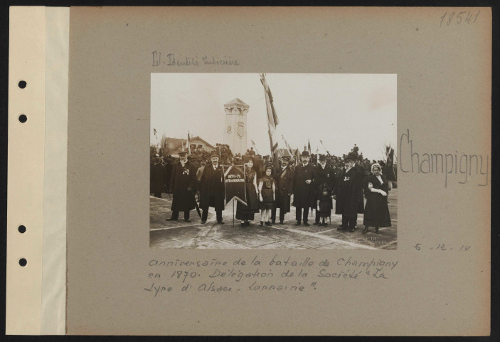 Champigny. Anniversaire de la bataille de Champigny en 1870. Délégation de la société "La Lyre d'Alsace-Lorraine"