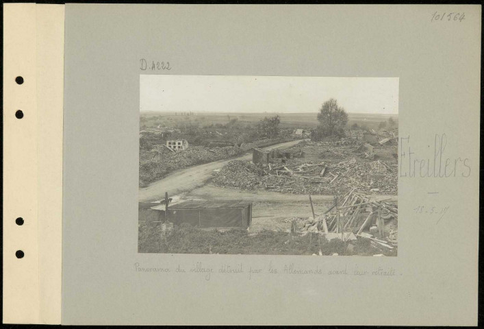 Etreillers. Panorama du village détruit par les Allemands avant leur retraite