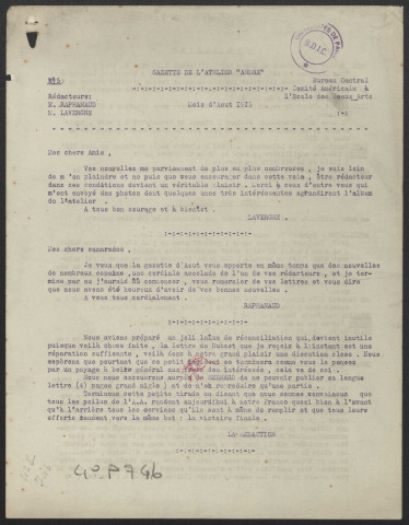 Gazette de l'atelier André - Année 1915 - Fascicules 5-9