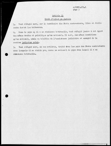 Textes du projet de Convention. 05-24 juillet 1951