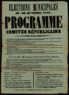 Élections Municipales du 30 octobre 1881 : Programme des Comités républicains