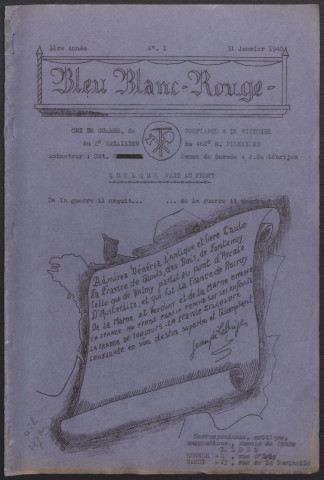 Bleu, blanc, rouge. Revue illustrée du 2e bataillon du 460e régiment pionniers ["puis" La revue illustrée du front].