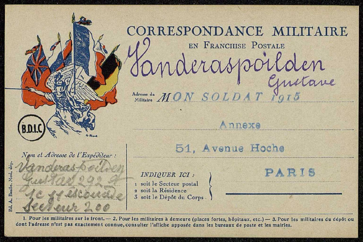 Lettres adressées à l'oeuvre "Mon soldat" : 1916