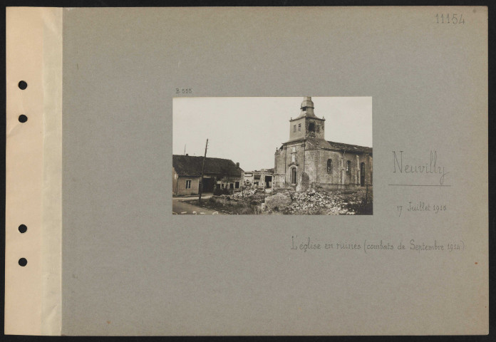 Neuvilly. L'église en ruines (combats de septembre 1914)