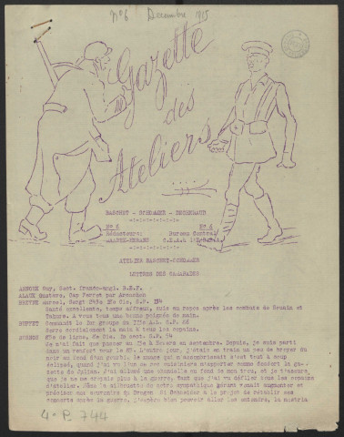 Gazette des ateliers Baschet-Schommer-Dechenaud - Année 1915 fascicule 6