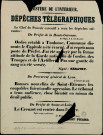 Dépêche télégraphique : Ordre rétabli à Toulouse Bonnes nouvelles de Saint-Etienne