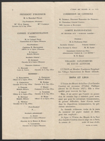 Année 1933. Bulletin de l'Union des blessés de la face "Les Gueules cassées"