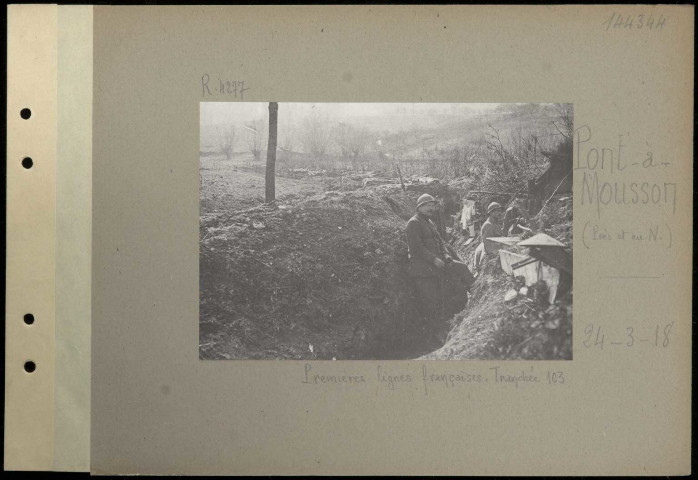 Pont-à-Mousson (près et au nord). Premières lignes françaises. Tranchée 103
