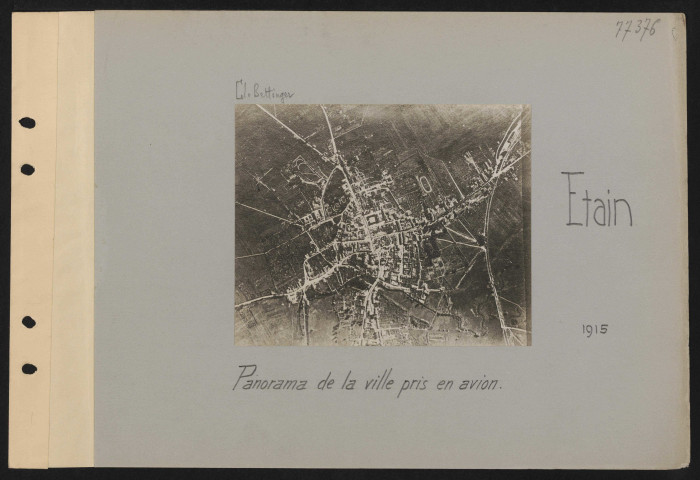 Étain. Panorama de la ville pris en avion