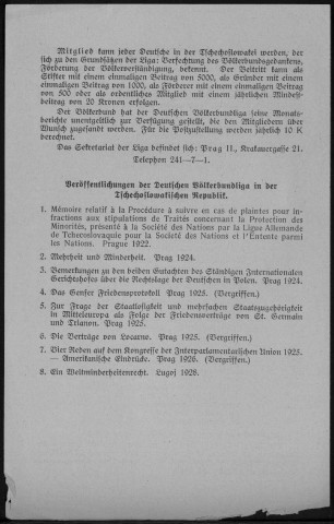 Bericht der Deutschen Liga für Völkerbund und Völkerverständigung in der Tschechoslowakischen Republik überihre Tätigkeit im Jahre 1928