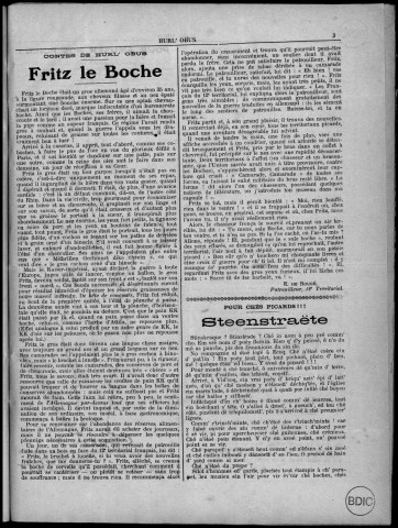 Hurle obus (1916-1917 : n°s 1-8), Sous-Titre : Echos des terribles torriaux ; Organe des tranchées du 12ème Ter-[rritori]al Inf[anter]ie. Le plus fort tirage des journaux du front