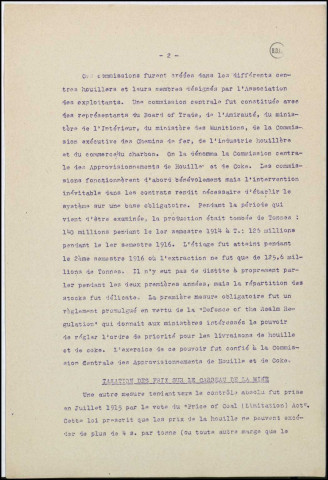 Janvier 1918 : contrôle des mines de Houille et des transports maritimesSous-Titre : Dossier Mantoux. Divers. 1915-1918