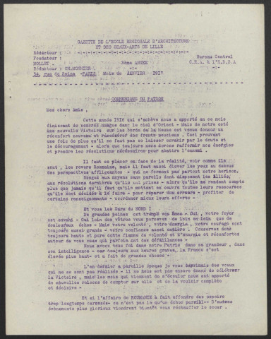 Gazette de l'école régionale d'architecture - Année 1917 fascicule 1-7