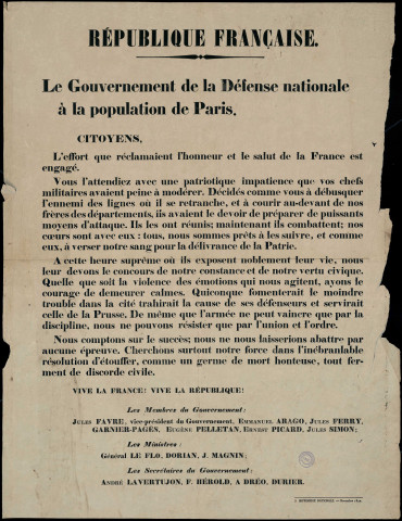 L'effort que réclamaient l'honneur et le salut de la France est engagé…
