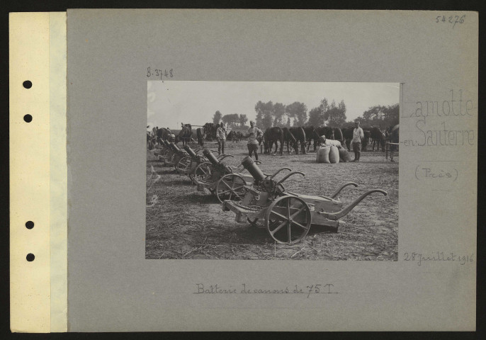 Lamotte-en-Santerre (près). Batterie de canons de 75T