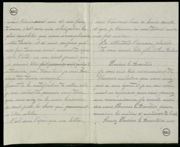 Lettres du filleul prisonnier de l'école de Navarin, Boulogne sur mer