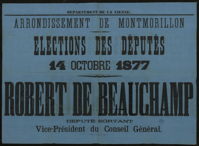 Arrondissement de Montmorillon : Elections des députés... Robert de Beauchamp
