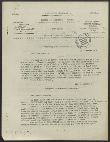 Gazette de l'atelier Lambert - Année 1917 fascicule 21-23